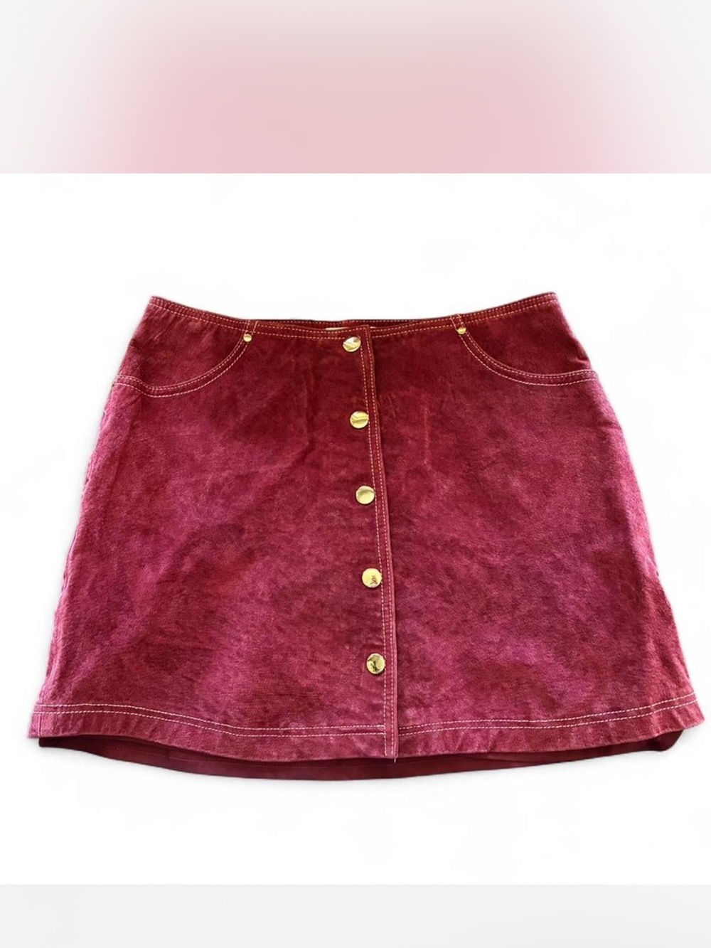 Button-Front Burgundy Women’s Skirt